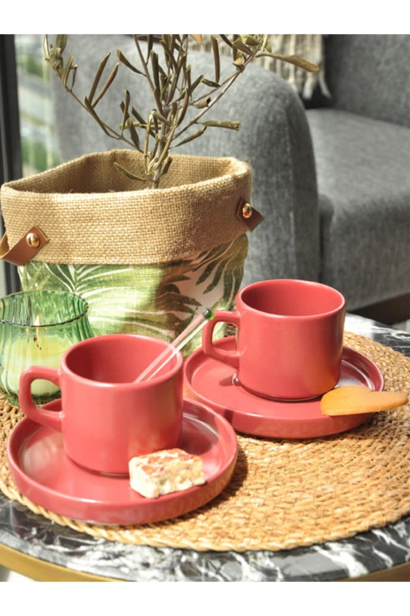 Cera'n 2'li Double Çay Fincan Bordo 200 Ml ürün görseli 1