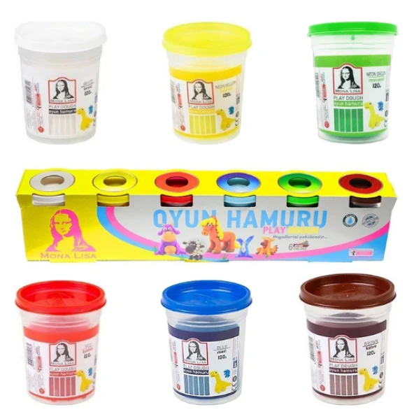 büyük boy 6 renk oyun hamuru 6x120 gr. canlı renkler ürün görseli 1
