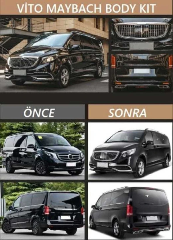 W447 VITO UYUMLU MAYBACH GÖRÜNÜM BODY KIT 2016-2023 (KAPUTSUZ-BÜYÜK PANJUR ) ürün görseli 1