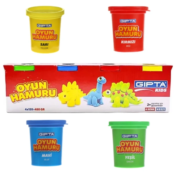 büyük boy gıpta 4 renk oyun hamuru 4x120 gr. canlı renkler ürün görseli 1