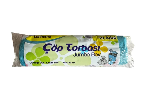 Canhome Jumbo Boy - Mavi - 210 Gr. - 80x110 Cm. - 80 Litre Çöp Torbası Poşeti - 10 Adetlik 1 Rulo ürün görseli 1