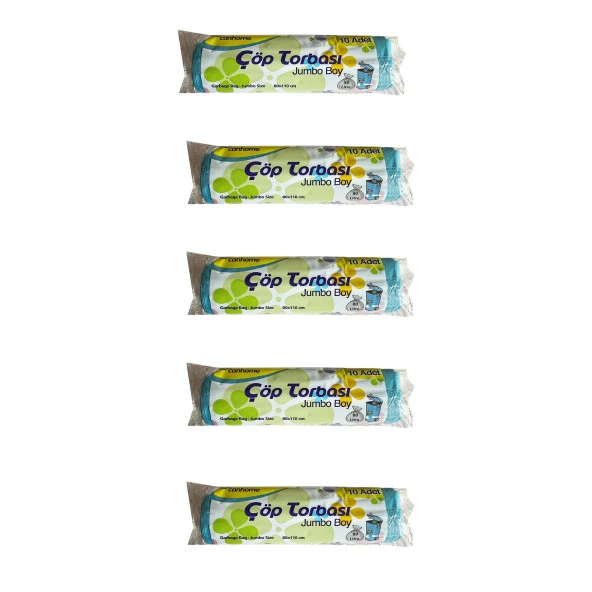 Canhome Jumbo Boy - Mavi -  210 Gr. - 80x110 Cm. - 80 Litre Çöp Torbası Poşeti - 10 Adetlik 5 Rulo ürün görseli 1