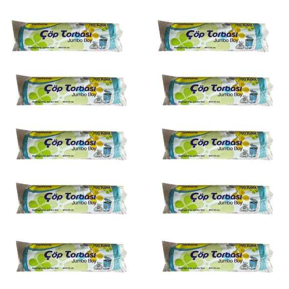 Canhome Jumbo Boy - Mavi -  210 Gr. - 80x110 Cm. - 80 Litre Çöp Torbası Poşeti - 10 Adetlik 10 Rulo ürün görseli 1