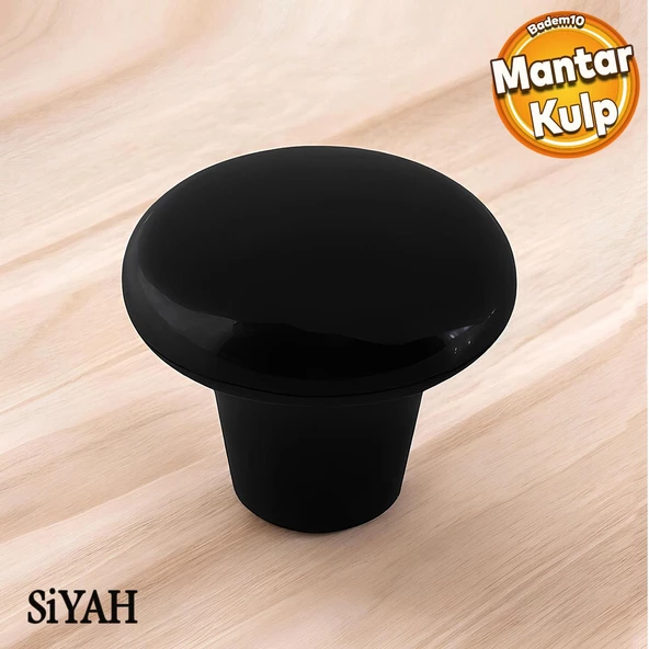 Mantar Düğme Sert Plastik Siyah Dolap Mobilya Mutfak Dolabı Çekmece Dolap Kapak Kulpu Kulbu Kulp ürün görseli 1