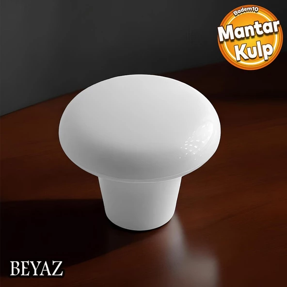 Mantar Düğme Sert Plastik Beyaz Dolap Mobilya Mutfak Dolabı Çekmece Dolap Kapak Kulpu Kulbu Kulp ürün görseli 1