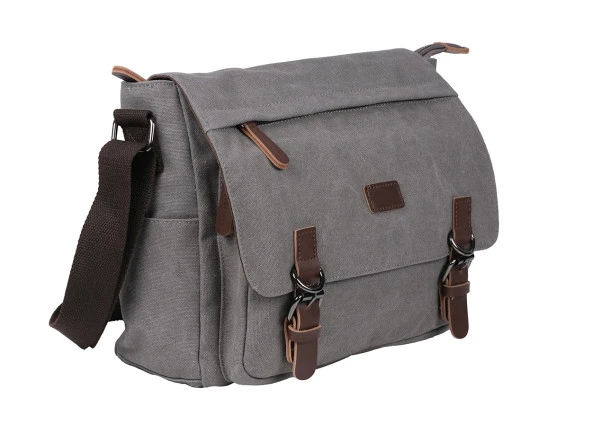 Bagacar Orjinal Kanvas Kumaş Laptop Bölmeli Unisex Çapraz Çanta Bej ürün görseli 1