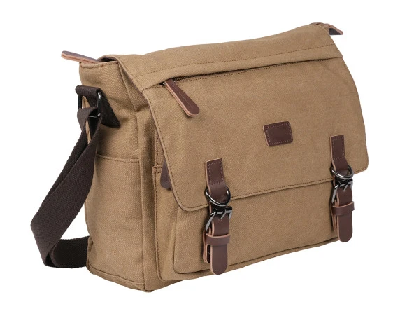 Bagacar Orjinal Kanvas Kumaş Laptop Bölmeli Unisex Çapraz Çanta Bej ürün görseli 1