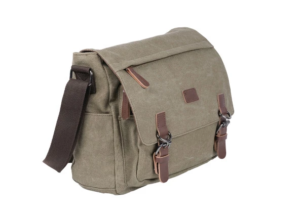 Bagacar Orjinal Kanvas Kumaş Laptop Bölmeli Unisex Çapraz Çanta Yeşil ürün görseli 1