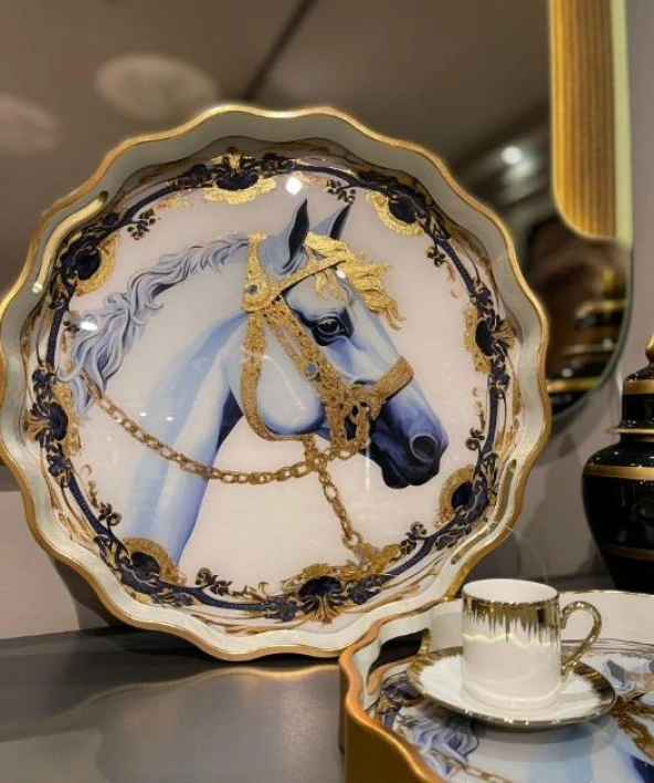 Royking Horse 2 li Yuvarlak Tepsi 39x4-34x4 cm FX 021 ürün görseli 1