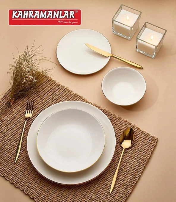 Kahramanlar Katre Sade 12 Kişilik 55 Parça Porselen Yemek Takımı ürün görseli 1