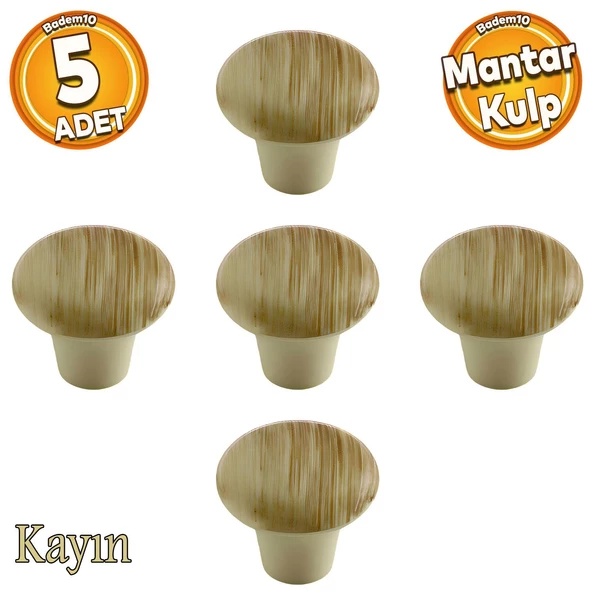 Mantar Düğme Sert Plastik Kulp Kayın Mobilya Çekmece Mutfak Dolabı Dolap Kapak Kulpu Kulbu 5 ADET ürün görseli 1