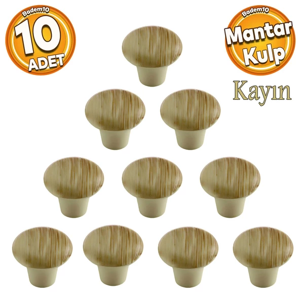 Mantar Düğme Sert Plastik Kulp Kayın Dolap Mobilya Mutfak Dolabı Çekmece Kapak Kulpu Kulbu 10 ADET ürün görseli 1