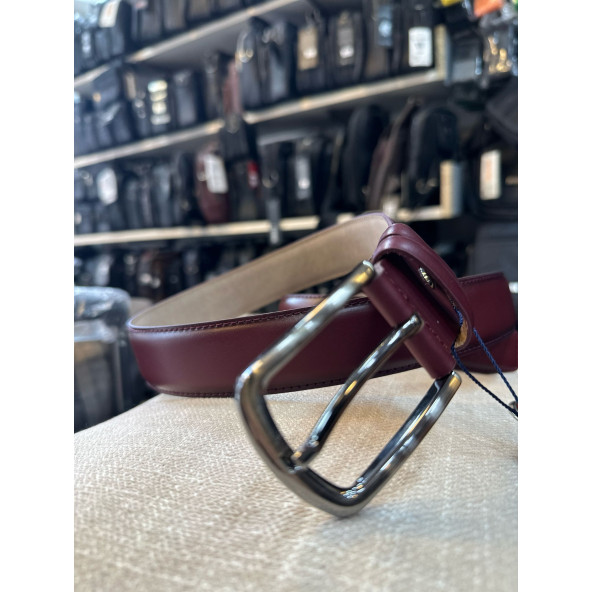 TRG POLO BORDO HAKİKİ DERİ ERKEK KEMERİ ürün görseli 1