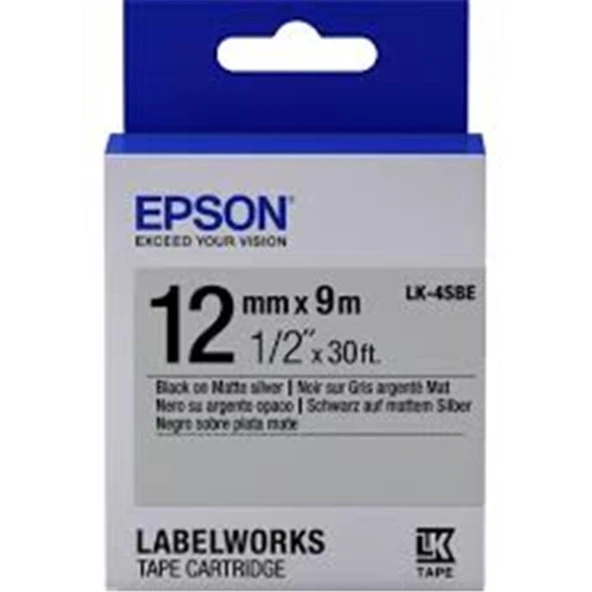 Epson LK-5TBN Clear Siyah Üzeri Beyaz 18MM 9Metre Etiket ürün görseli 1