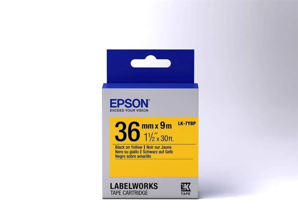 Epson LK-7YBP Pastel Sarı Üzeri Siyah 36MM 9Metre Etiket ürün görseli 1