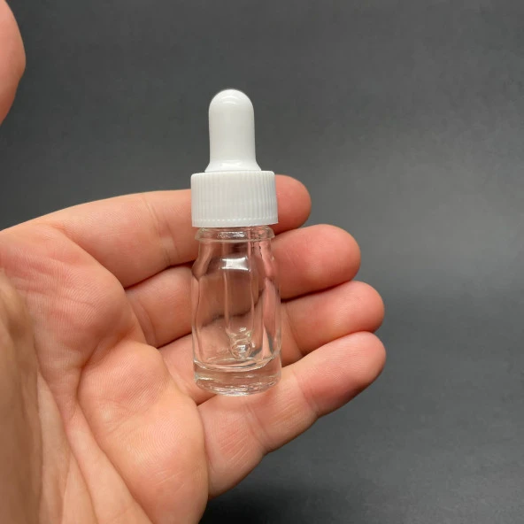 5Ml Saydam Cam Damlalıklı Şişe , Beyaz Kapak , 5 Cc Şeffaf Cam Damlalıklı Şişe x 6 Adet ürün görseli 1