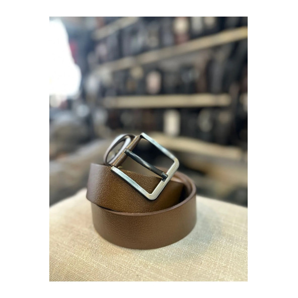 TRG POLO KAHVERENGİ 4 CM HAKİKİ DERİ DESENLİ ERKEK KEMERİ ürün görseli 1