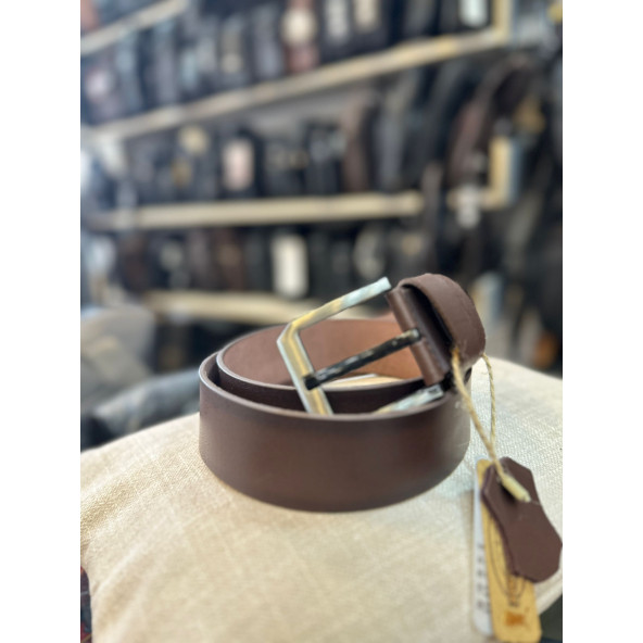 TRG POLO KAHVE 4 CM DERİ ERKEK KEMERİ ürün görseli 1