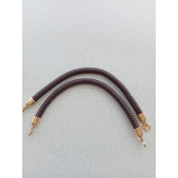 40 cm KAHVERENGİ Örgü Derili Çanta Sapı - Resim 2