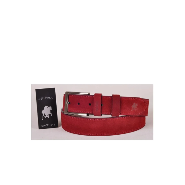 TRG POLO 4,5 Cm Kırmızı Hakiki Nubuk Deri Kemer -0159 ürün görseli 1