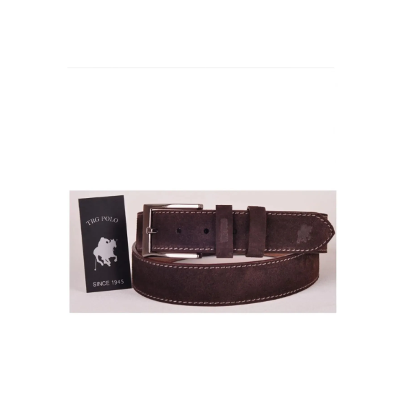TRG POLO 4,5 CM Kahve Hakiki Nubuk  Deri Kemer -0159 ürün görseli 1