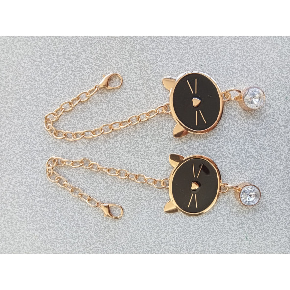 2 Adet Gold Metal Kedili Anahtarlık, Çanta Süsü ürün görseli 1