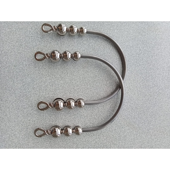 Gümüş Metal Üç Baklalı Sarmalı Çanta Sapı - Resim 2
