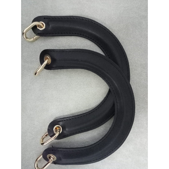 Fold Uçları Oval Yaylı Halkalı SİYAH Çanta Sapı - Resim 3