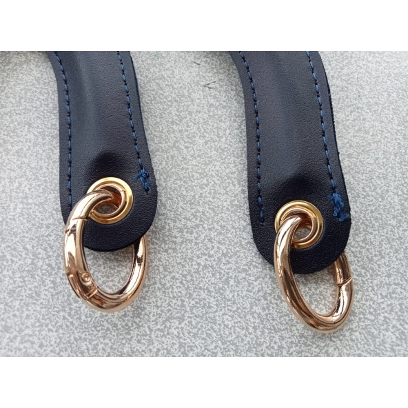 Fold Uçları Oval Yaylı Halkalı LACİVERT Çanta Sapı - Resim 3