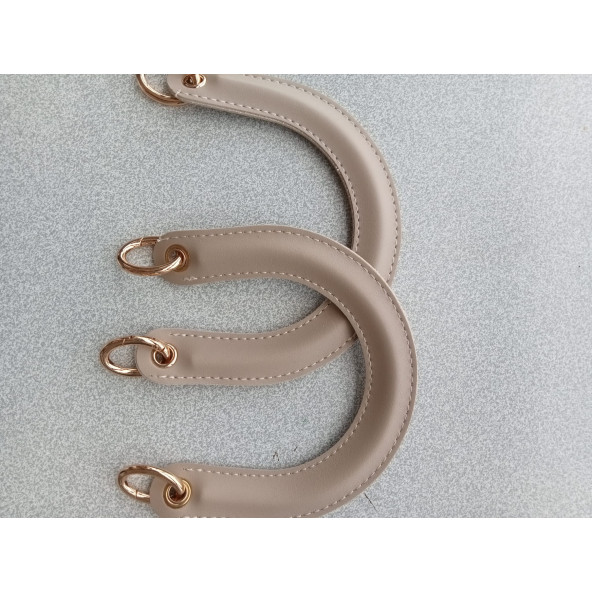 Fold Uçları Oval Yaylı Halkalı BEJ  RENGİ Çanta Sapı ürün görseli 1