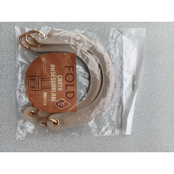 Fold Uçları Oval Yaylı Halkalı BEJ  RENGİ Çanta Sapı - Resim 2