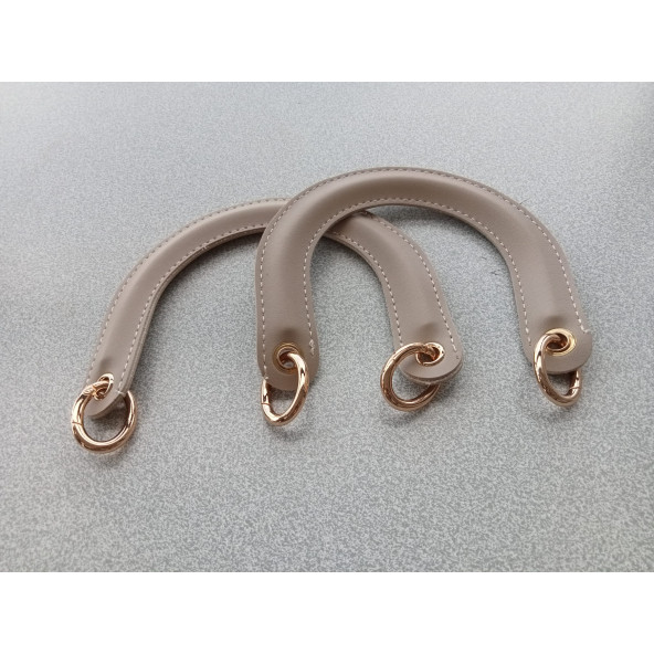 Fold Uçları Oval Yaylı Halkalı BEJ  RENGİ Çanta Sapı - Resim 4
