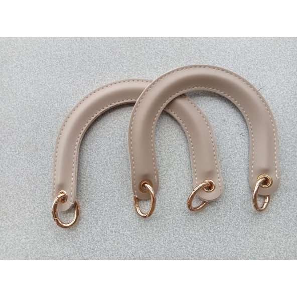 Fold Uçları Oval Yaylı Halkalı BEJ  RENGİ Çanta Sapı - Resim 5