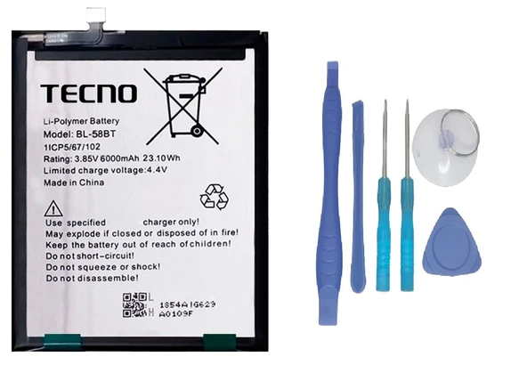 Tecno Pova Batarya Pil Sıfır Orijinal + TAMİR SETİ ürün görseli 1