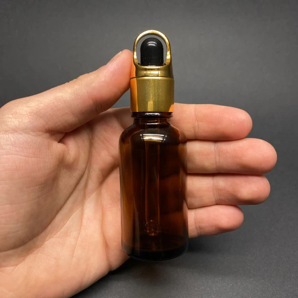 30Ml Amber Cam Damlalıklı Şişe , Sepet Model Metalik Kapak , 30 Cc Cam Damlalıklı Şişe x 6 Adet ürün görseli 1