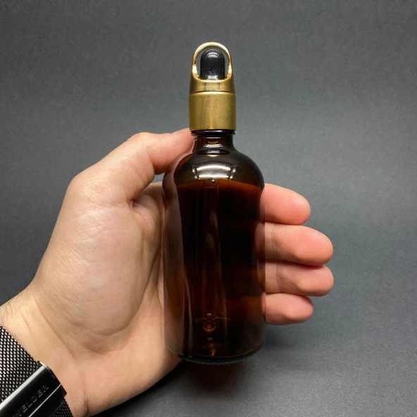 100Ml Amber Cam Damlalıklı Şişe , Sepet Model Metalik Kapak , 100 Cc Cam Damlalıklı Şişe x 6 Adet ürün görseli 1