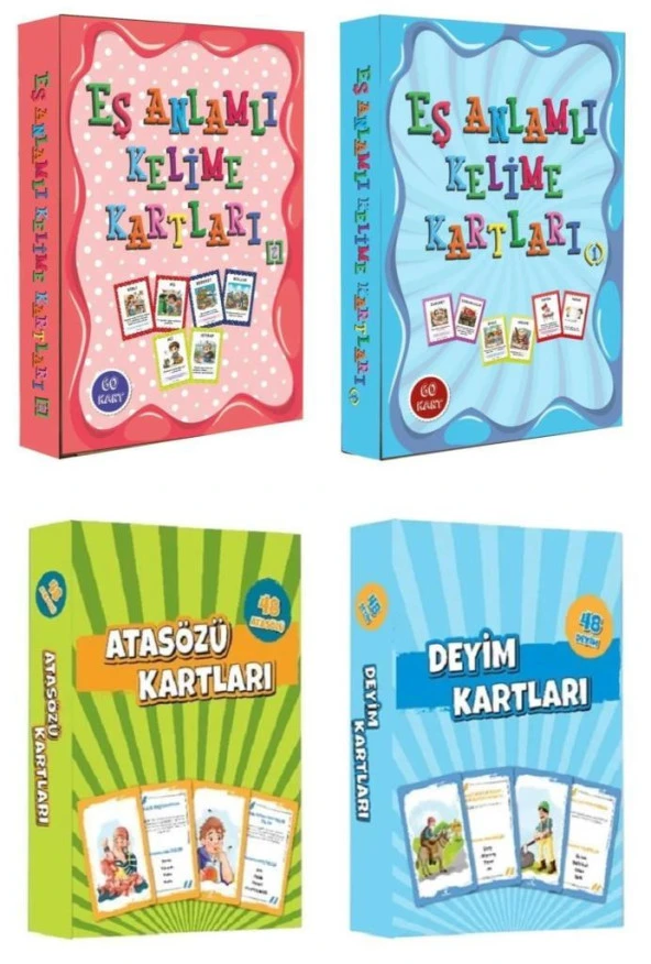 Atasözü ve Deyim Kartları + Eş Anlamlı Kelime Kartları (4 Kutu) ürün görseli 1