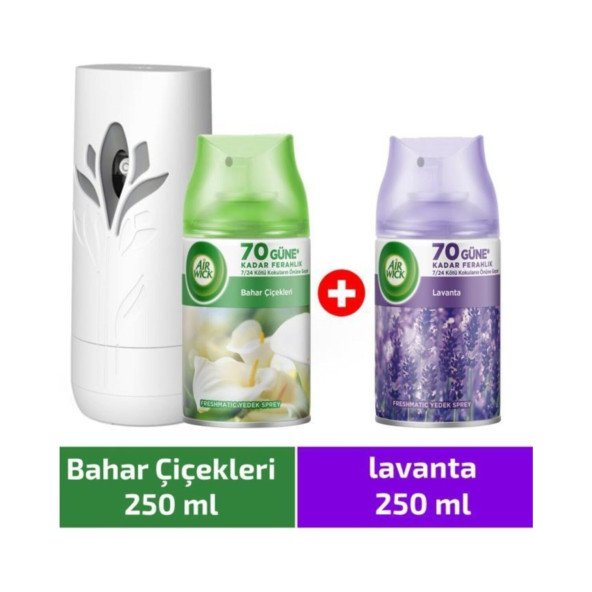 Air Wick Oda Kokusu Freshmatic Makine + Yedek 250 ml Bahar Çiçekleri + Yedek 250 ml Lavanta ürün görseli 1
