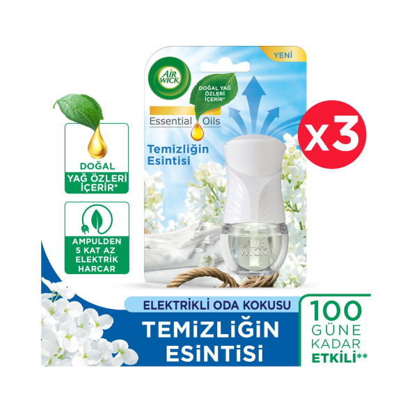 Air Wick Elektrikli Oda Kokusu Kit (Cihaz+Yedek Temizliğin Esintisi) x 3 ürün görseli 1