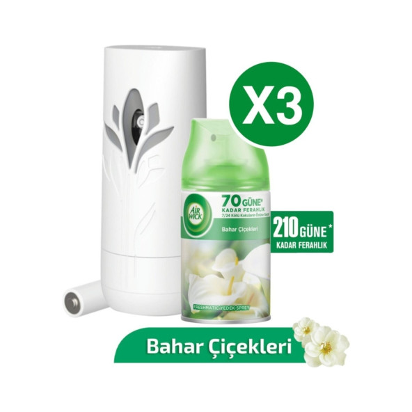 Air Wick Bahar Çiçekleri Freshmatic Oda Kokusu Makine + 3X250 ml Yedek 210 Gün Etkili ürün görseli 1