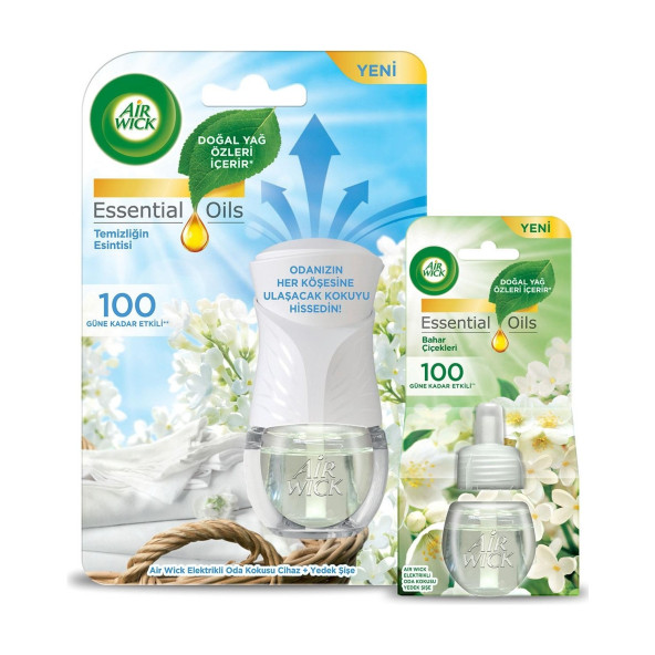 Air Wick Elektrikli Oda Kokusu Kit Temizliğin Esintisi (1 Cihaz 1 Koku) + Yedek Şişe Bahar Çiçekleri ürün görseli 1