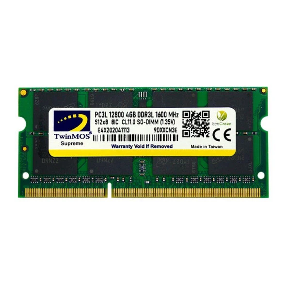 TwinMOS 4GB DDR3 1600MHz MDD3L4GB1600N Notebook Ram 1.35V ürün görseli 1