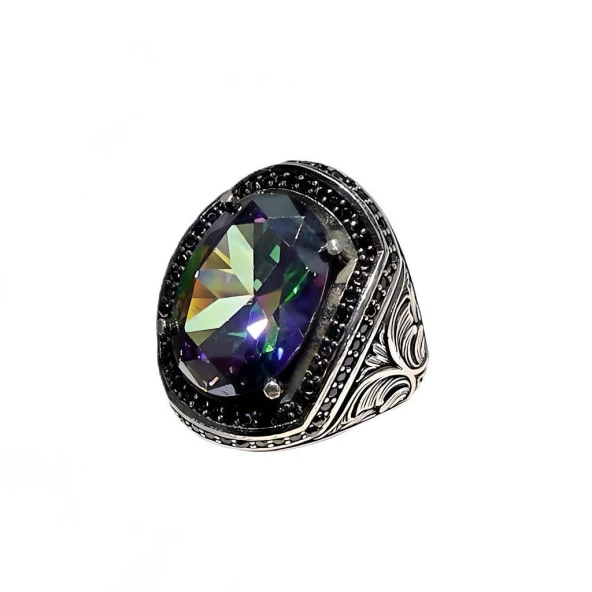 MistikTopaz ve Zirkon Taşlı Gümüş Yüzük 240054317G22Y ürün görseli 1