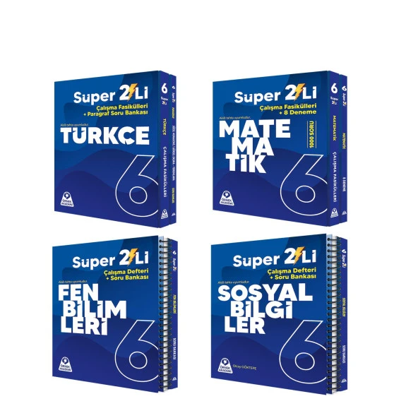 Örnek Akademi 6.Sınıf Süper İkili Türkçe Matematik Fen ve Sosyal Bilimler Seti 4 Kitap ürün görseli 1