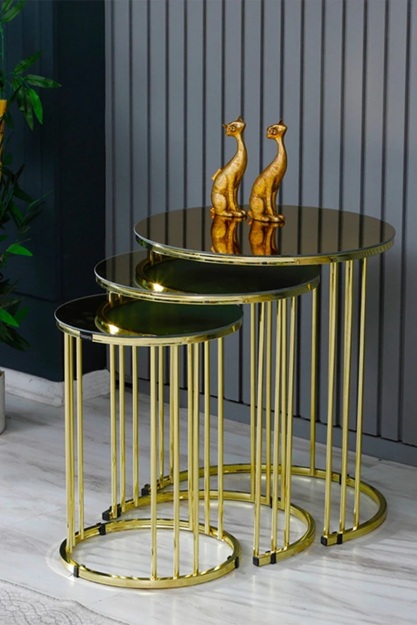 boons Palmira Zigon Sehpa, Gold - Bronz Cam ürün görseli 1