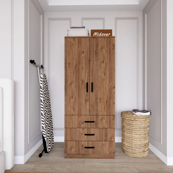 Midoser Easy Atlantik Çam 2 Kapılı 3 Çekmeceli Gardırop ürün görseli 1