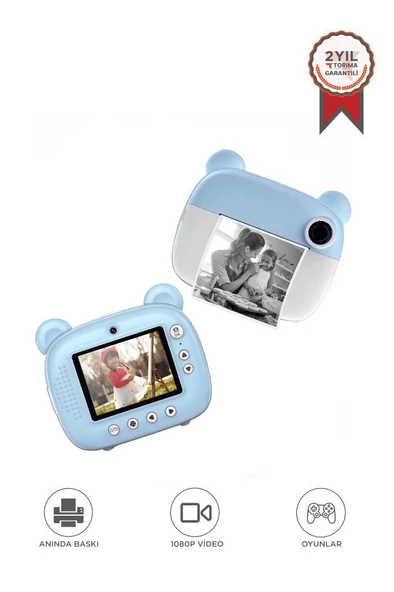 Dijital Fotoğraf Makinesi Çocuk Termal Resim Kağıt Baskılı Yazıcı Kamera Makinesi CMR14 Mavi ürün görseli 1