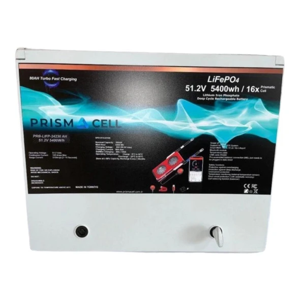 Prismacell Lifepo4 105ah 51.2 Volt Prizmatik Smart Bluetooth 5400 Watt Akü TURBO CHARGING Solar Akü ürün görseli 1