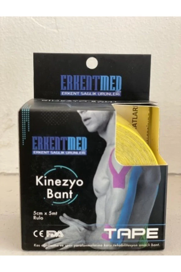 ERKENTMED Sari Tape Kinesio Ağrı Sporcu Bandı Yüz & Güzellik Kinesiology Bant ürün görseli 1