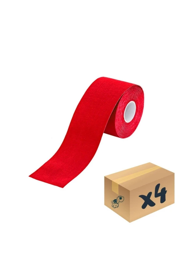 Vzn Kinesio Sport Tape Ağrı Bandı 5m x 5cm Kırmızı 4 Adet ürün görseli 1